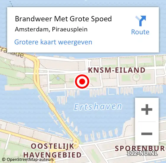 Locatie op kaart van de 112 melding: Brandweer Met Grote Spoed Naar Amsterdam, Piraeusplein op 15 maart 2019 17:56