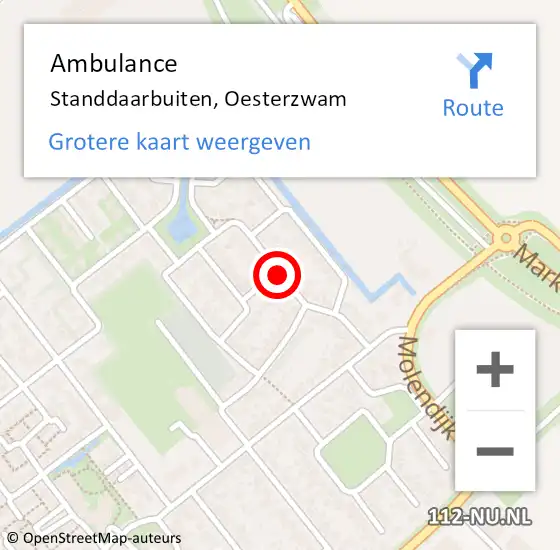 Locatie op kaart van de 112 melding: Ambulance Standdaarbuiten, Oesterzwam op 15 maart 2019 18:20