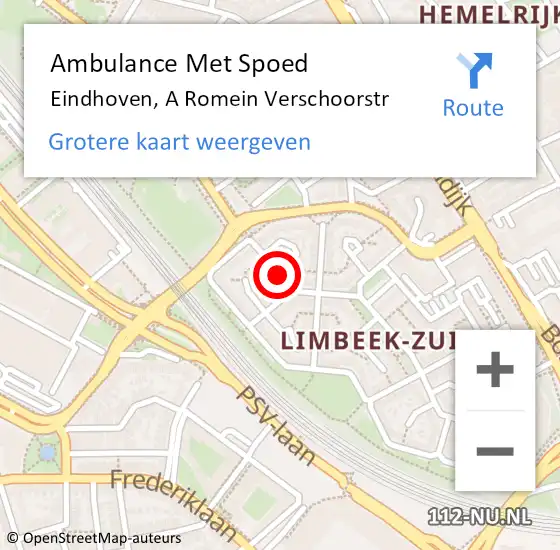 Locatie op kaart van de 112 melding: Ambulance Met Spoed Naar Eindhoven, A Romein Verschoorstr op 16 maart 2019 09:56