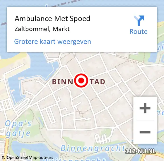 Locatie op kaart van de 112 melding: Ambulance Met Spoed Naar Zaltbommel, Markt op 16 maart 2019 11:06