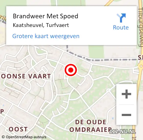 Locatie op kaart van de 112 melding: Brandweer Met Spoed Naar Kaatsheuvel, Turfvaert op 16 maart 2019 11:07