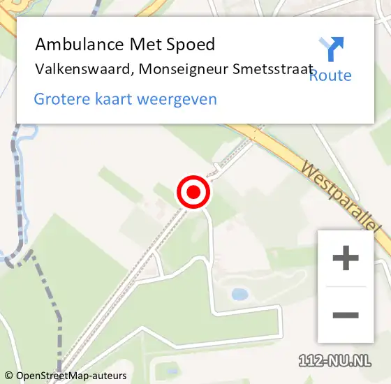 Locatie op kaart van de 112 melding: Ambulance Met Spoed Naar Valkenswaard, Monseigneur Smetsstraat op 16 maart 2019 15:22