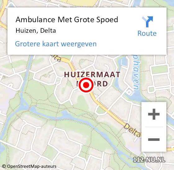 Locatie op kaart van de 112 melding: Ambulance Met Grote Spoed Naar Huizen, Delta op 16 maart 2019 17:12