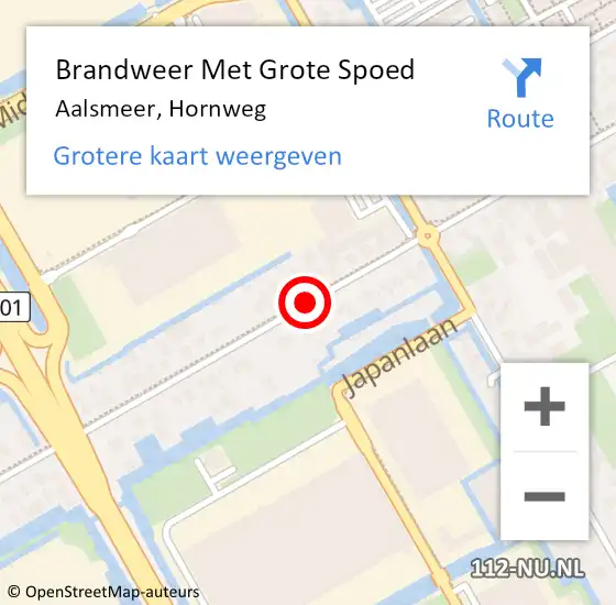 Locatie op kaart van de 112 melding: Brandweer Met Grote Spoed Naar Aalsmeer, Hornweg op 17 maart 2019 03:07