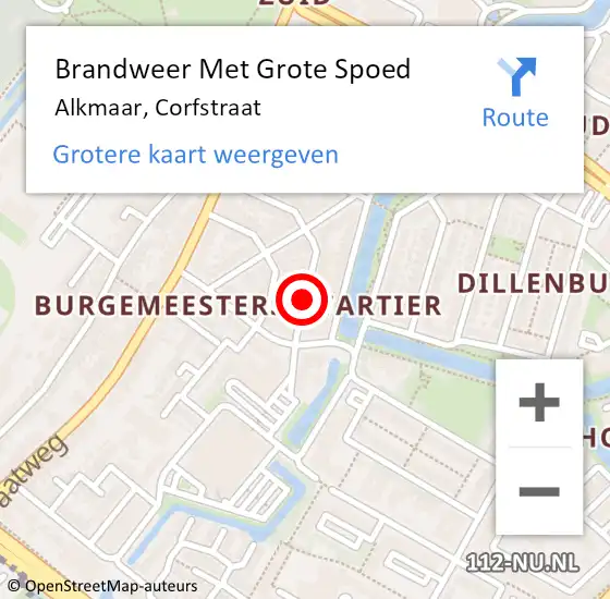 Locatie op kaart van de 112 melding: Brandweer Met Grote Spoed Naar Alkmaar, Corfstraat op 17 maart 2019 06:11