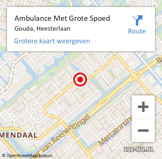 Locatie op kaart van de 112 melding: Ambulance Met Grote Spoed Naar Gouda, Heesterlaan op 17 maart 2019 08:52