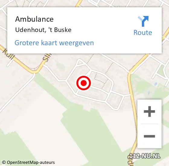 Locatie op kaart van de 112 melding: Ambulance Udenhout, 't Buske op 17 maart 2019 12:27