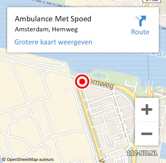 Locatie op kaart van de 112 melding: Ambulance Met Spoed Naar Amsterdam, Hemweg op 17 maart 2019 12:56