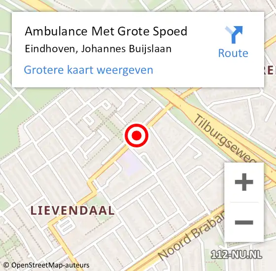 Locatie op kaart van de 112 melding: Ambulance Met Grote Spoed Naar Eindhoven, Johannes Buijslaan op 17 maart 2019 14:10