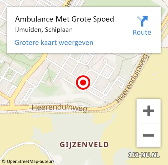Locatie op kaart van de 112 melding: Ambulance Met Grote Spoed Naar IJmuiden, Schiplaan op 17 maart 2019 18:51