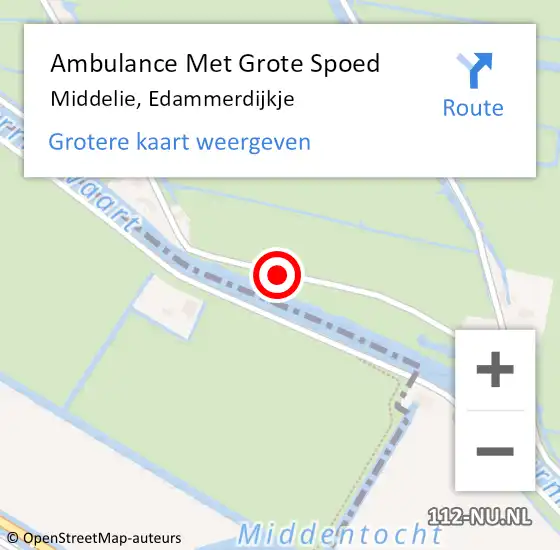 Locatie op kaart van de 112 melding: Ambulance Met Grote Spoed Naar Middelie, Edammerdijkje op 17 maart 2019 22:31