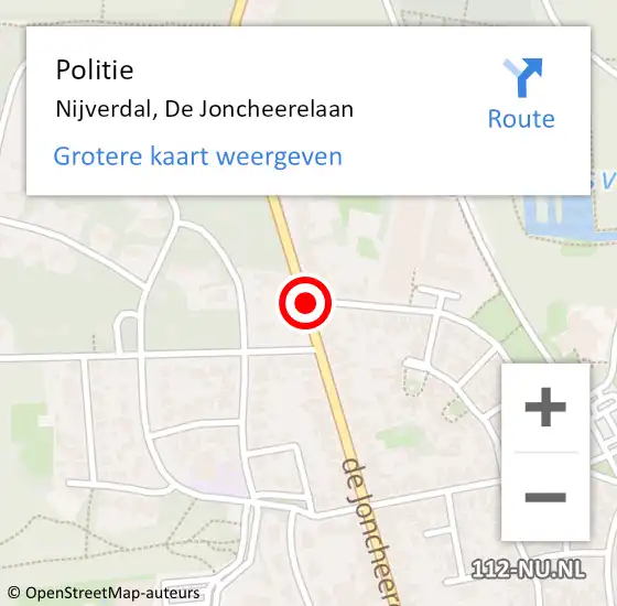 Locatie op kaart van de 112 melding: Politie Nijverdal, De Joncheerelaan op 17 maart 2019 22:46