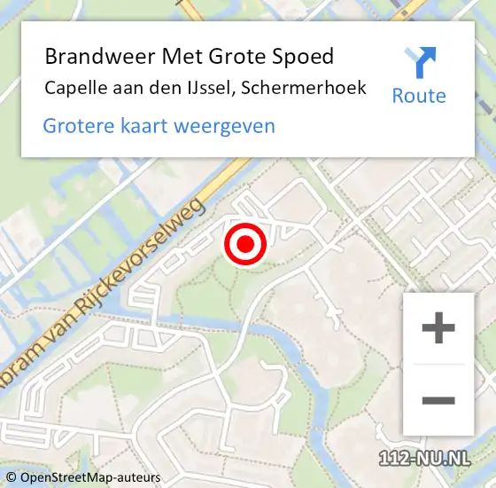Locatie op kaart van de 112 melding: Brandweer Met Grote Spoed Naar Capelle aan den IJssel, Schermerhoek op 18 maart 2019 00:50
