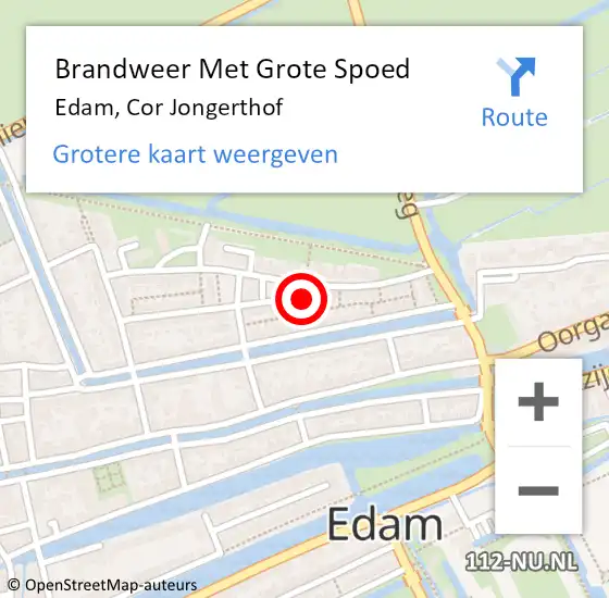 Locatie op kaart van de 112 melding: Brandweer Met Grote Spoed Naar Edam, Cor Jongerthof op 18 maart 2019 01:19