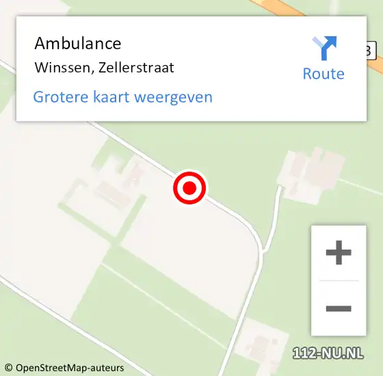 Locatie op kaart van de 112 melding: Ambulance Winssen, Zellerstraat op 18 maart 2019 09:07