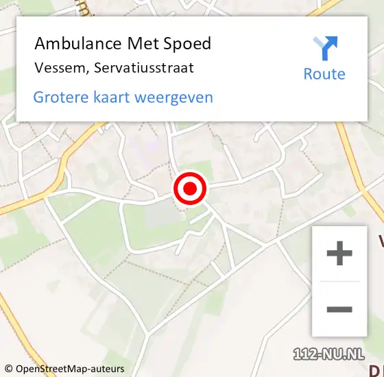 Locatie op kaart van de 112 melding: Ambulance Met Spoed Naar Vessem, Servatiusstraat op 18 maart 2019 09:10