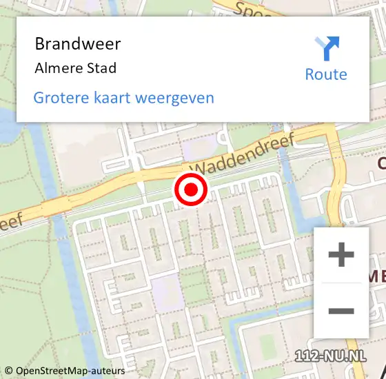 Locatie op kaart van de 112 melding: Brandweer Almere Stad op 18 maart 2019 12:25