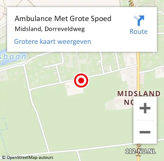 Locatie op kaart van de 112 melding: Ambulance Met Grote Spoed Naar Midsland, Dorreveldweg op 26 maart 2014 18:29