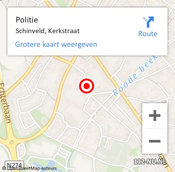 Locatie op kaart van de 112 melding: Politie Schinveld, Kerkstraat op 18 maart 2019 21:39