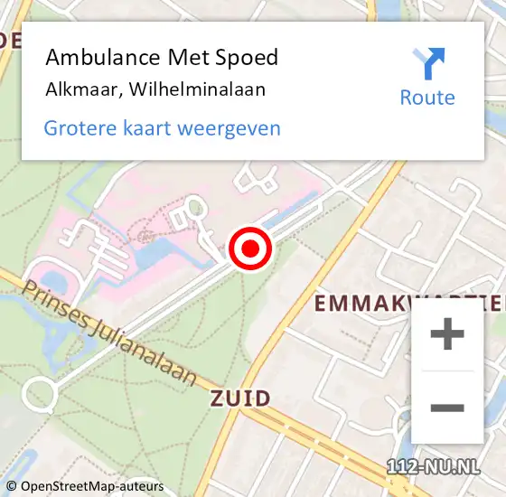 Locatie op kaart van de 112 melding: Ambulance Met Spoed Naar Alkmaar, Wilhelminalaan op 18 maart 2019 22:58