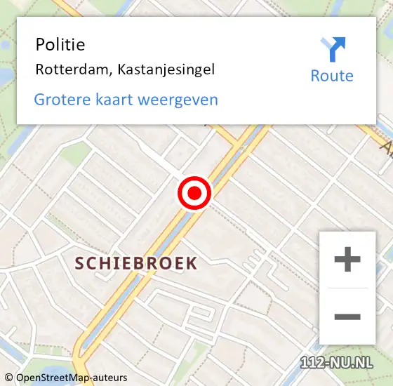 Locatie op kaart van de 112 melding: Politie Rotterdam, Kastanjesingel op 19 maart 2019 07:44