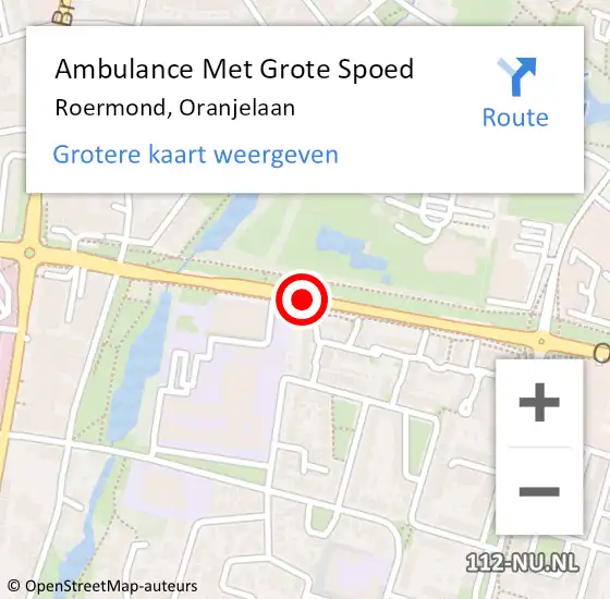 Locatie op kaart van de 112 melding: Ambulance Met Grote Spoed Naar Roermond, Oranjelaan op 19 maart 2019 09:40