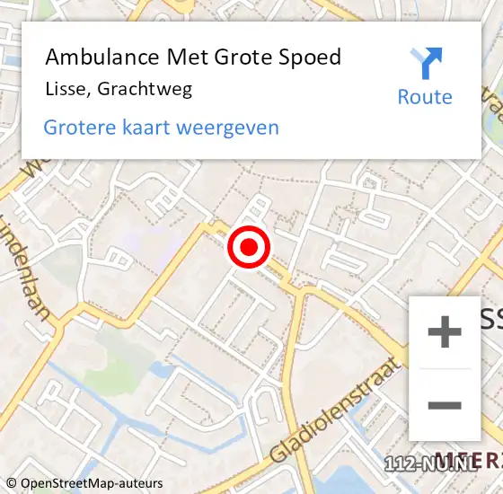 Locatie op kaart van de 112 melding: Ambulance Met Grote Spoed Naar Lisse, Grachtweg op 19 maart 2019 09:51