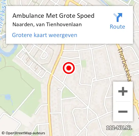 Locatie op kaart van de 112 melding: Ambulance Met Grote Spoed Naar Naarden, van Tienhovenlaan op 19 maart 2019 11:24