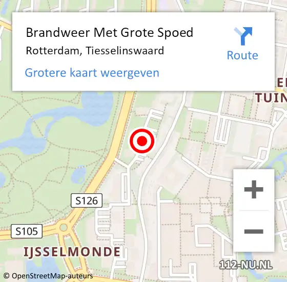 Locatie op kaart van de 112 melding: Brandweer Met Grote Spoed Naar Rotterdam, Tiesselinswaard op 19 maart 2019 12:41