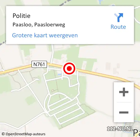 Locatie op kaart van de 112 melding: Politie Paasloo, Paasloerweg op 19 maart 2019 13:32