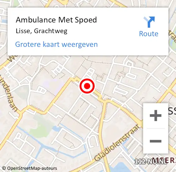 Locatie op kaart van de 112 melding: Ambulance Met Spoed Naar Lisse, Grachtweg op 19 maart 2019 14:23
