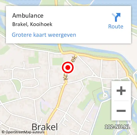 Locatie op kaart van de 112 melding: Ambulance Brakel, Kooihoek op 19 maart 2019 14:36