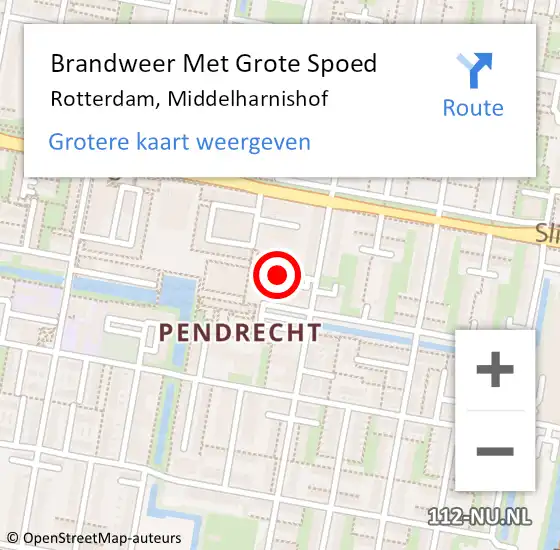 Locatie op kaart van de 112 melding: Brandweer Met Grote Spoed Naar Rotterdam, Middelharnishof op 19 maart 2019 20:35