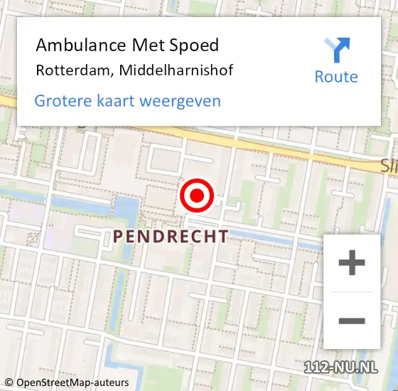 Locatie op kaart van de 112 melding: Ambulance Met Spoed Naar Rotterdam, Middelharnishof op 19 maart 2019 20:48