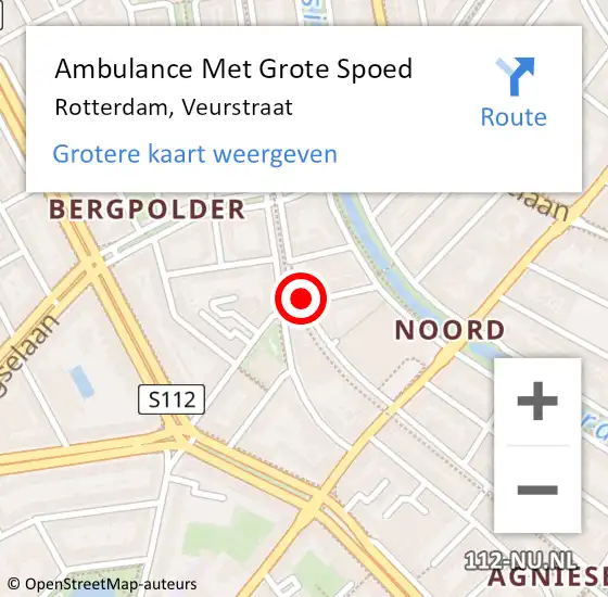 Locatie op kaart van de 112 melding: Ambulance Met Grote Spoed Naar Rotterdam, Veurstraat op 19 maart 2019 23:26