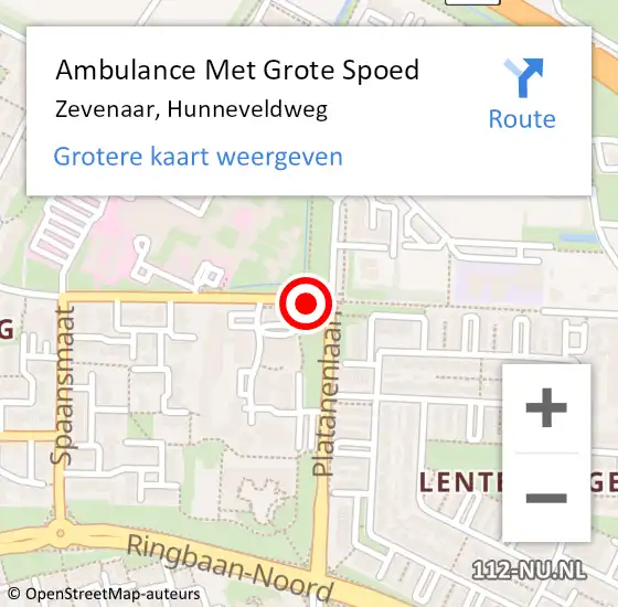 Locatie op kaart van de 112 melding: Ambulance Met Grote Spoed Naar Zevenaar, Hunneveldweg op 20 maart 2019 00:05