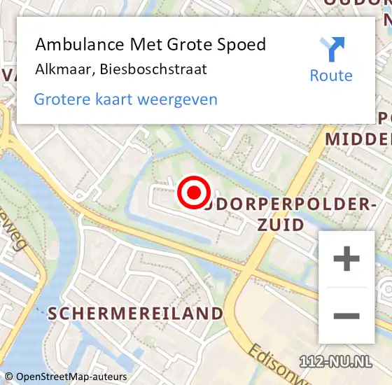 Locatie op kaart van de 112 melding: Ambulance Met Grote Spoed Naar Alkmaar, Biesboschstraat op 20 maart 2019 07:13