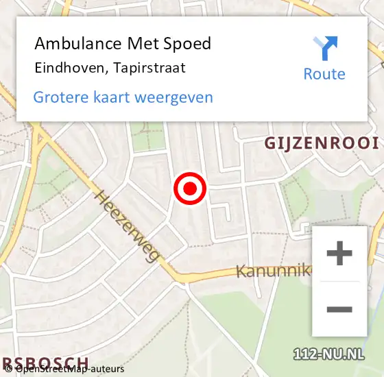 Locatie op kaart van de 112 melding: Ambulance Met Spoed Naar Eindhoven, Tapirstraat op 20 maart 2019 13:55