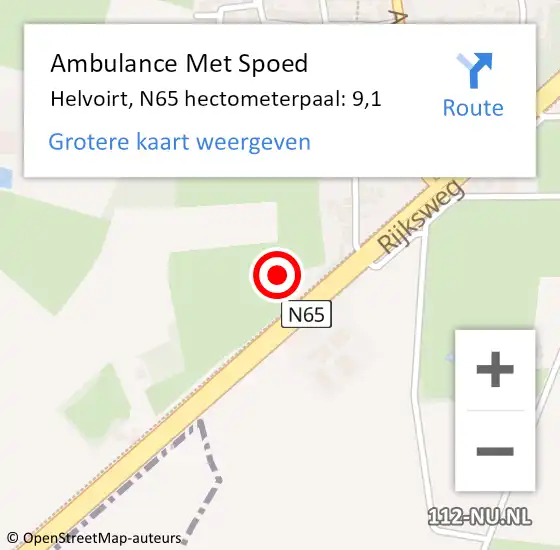 Locatie op kaart van de 112 melding: Ambulance Met Spoed Naar Helvoirt, N65 hectometerpaal: 9,1 op 20 maart 2019 14:53