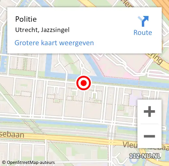 Locatie op kaart van de 112 melding: Politie Utrecht, Jazzsingel op 20 maart 2019 15:58