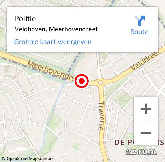 Locatie op kaart van de 112 melding: Politie Veldhoven, Meerhovendreef op 20 maart 2019 16:08