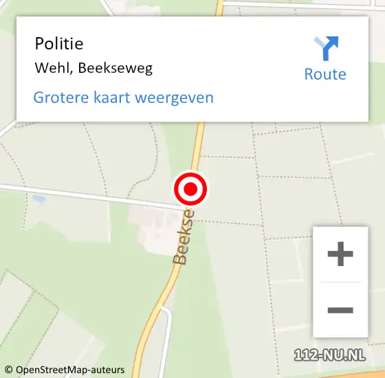 Locatie op kaart van de 112 melding: Politie Wehl, Beekseweg op 20 maart 2019 16:09