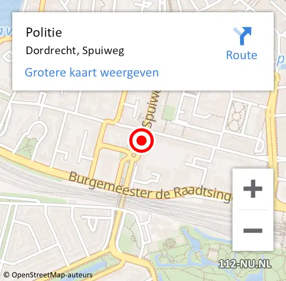Locatie op kaart van de 112 melding: Politie Dordrecht, Spuiweg op 20 maart 2019 16:10