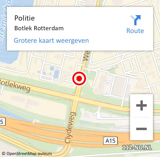 Locatie op kaart van de 112 melding: Politie Botlek Rotterdam op 20 maart 2019 16:16