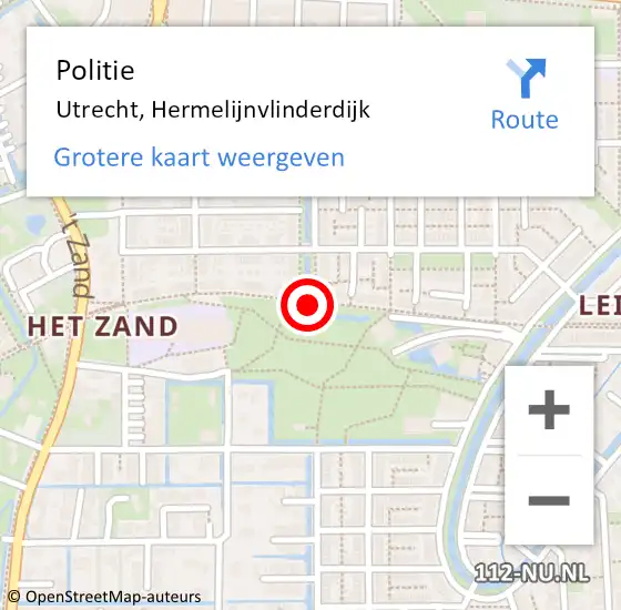 Locatie op kaart van de 112 melding: Politie Utrecht, Hermelijnvlinderdijk op 20 maart 2019 16:34