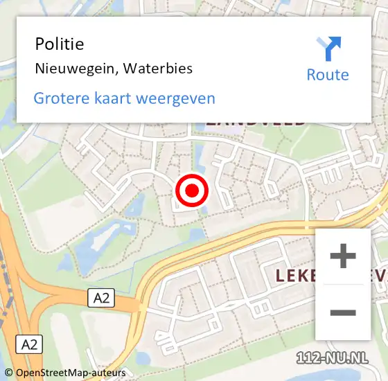 Locatie op kaart van de 112 melding: Politie Nieuwegein, Waterbies op 20 maart 2019 17:38