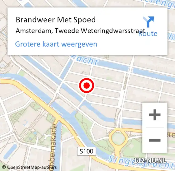 Locatie op kaart van de 112 melding: Brandweer Met Spoed Naar Amsterdam, Tweede Weteringdwarsstraat op 20 maart 2019 18:53