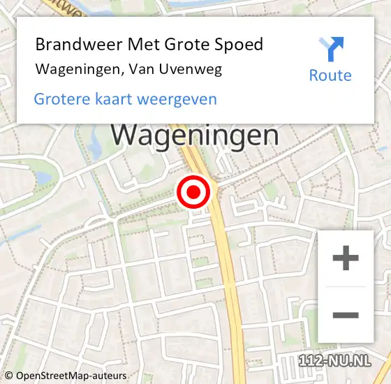 Locatie op kaart van de 112 melding: Brandweer Met Grote Spoed Naar Wageningen, Van Uvenweg op 20 maart 2019 21:47