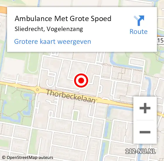 Locatie op kaart van de 112 melding: Ambulance Met Grote Spoed Naar Sliedrecht, Vogelenzang op 20 maart 2019 22:09