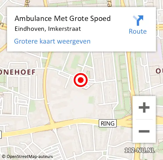 Locatie op kaart van de 112 melding: Ambulance Met Grote Spoed Naar Eindhoven, Imkerstraat op 20 maart 2019 22:50